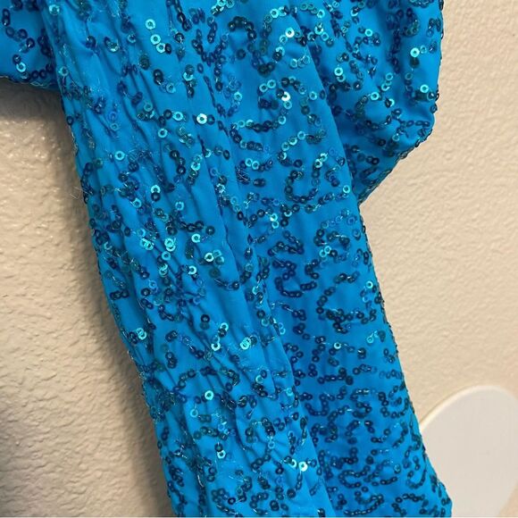 WEISSMAN Elite Dance Costume unitard aqua blue sequin Teenage Dream 15573 SA - Picture 7 of 14